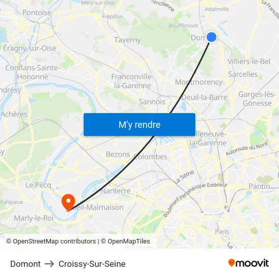 Domont to Croissy-Sur-Seine map