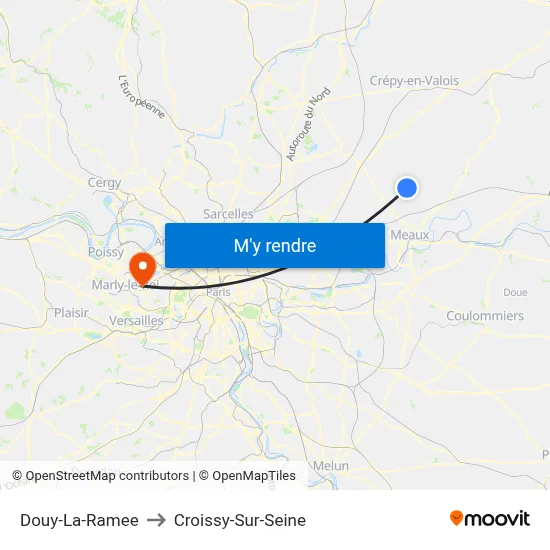 Douy-La-Ramee to Croissy-Sur-Seine map