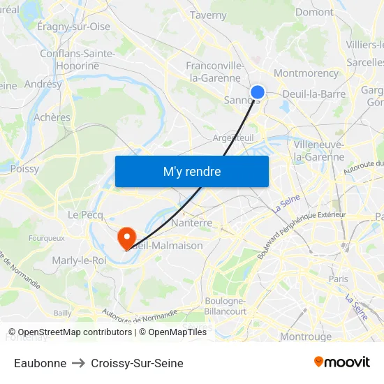 Eaubonne to Croissy-Sur-Seine map