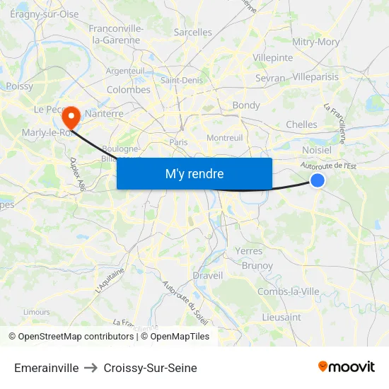 Emerainville to Croissy-Sur-Seine map