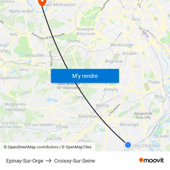 Epinay-Sur-Orge to Croissy-Sur-Seine map