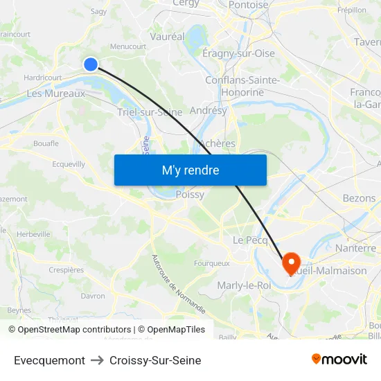 Evecquemont to Croissy-Sur-Seine map