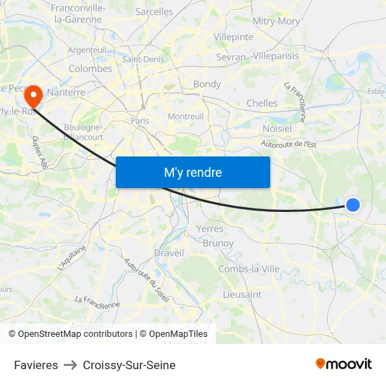 Favieres to Croissy-Sur-Seine map