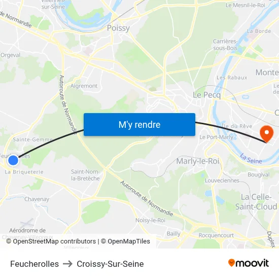 Feucherolles to Croissy-Sur-Seine map