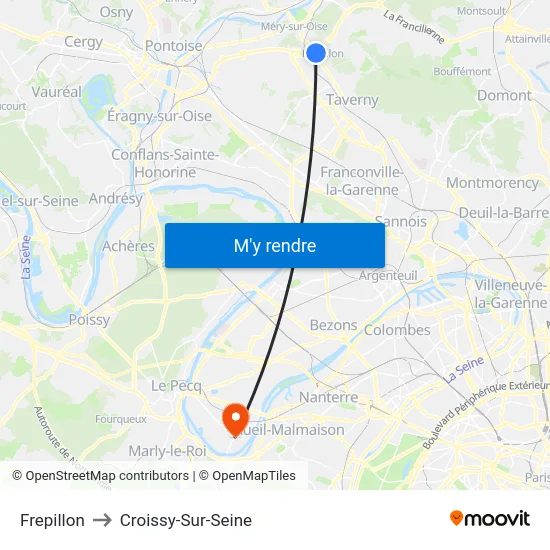 Frepillon to Croissy-Sur-Seine map