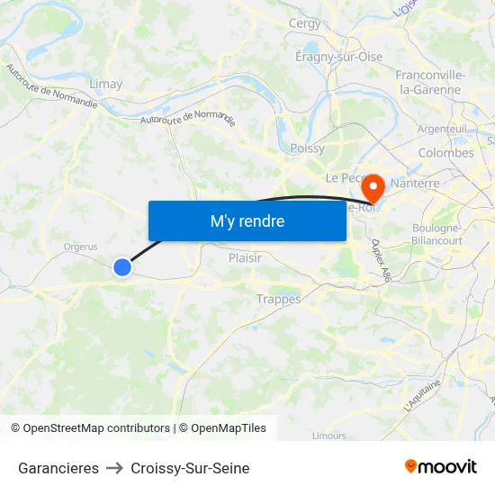 Garancieres to Croissy-Sur-Seine map