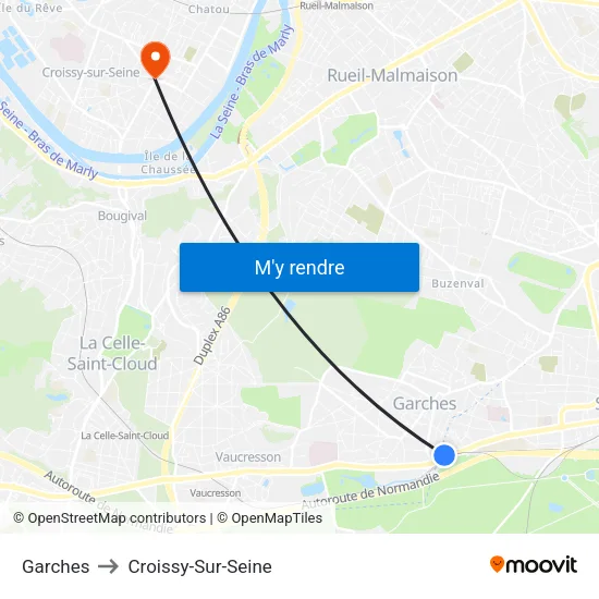 Garches to Croissy-Sur-Seine map