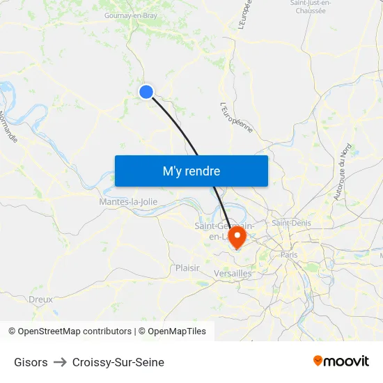 Gisors to Croissy-Sur-Seine map