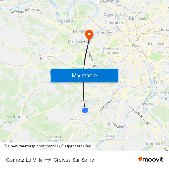 Gometz-La-Ville to Croissy-Sur-Seine map