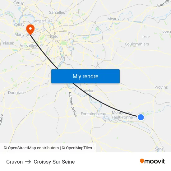 Gravon to Croissy-Sur-Seine map