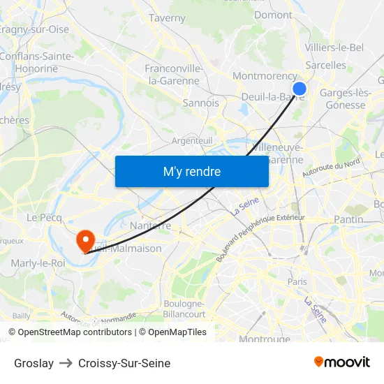 Groslay to Croissy-Sur-Seine map