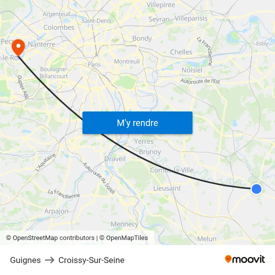 Guignes to Croissy-Sur-Seine map