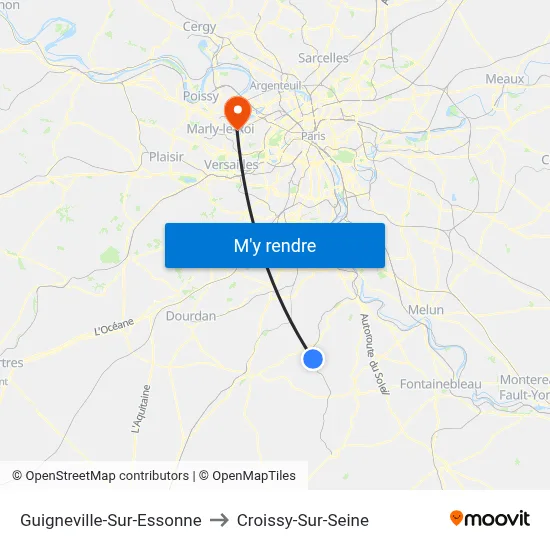 Guigneville-Sur-Essonne to Croissy-Sur-Seine map