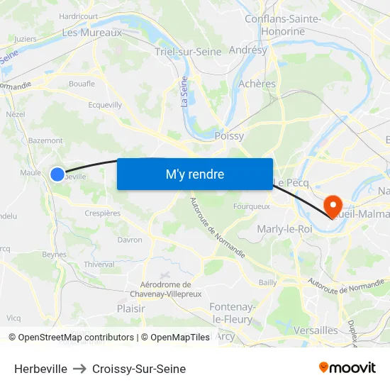 Herbeville to Croissy-Sur-Seine map