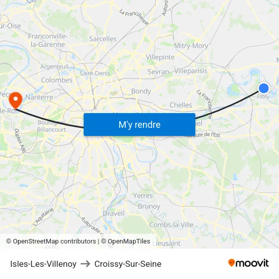 Isles-Les-Villenoy to Croissy-Sur-Seine map