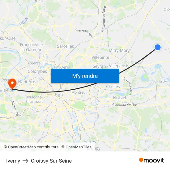 Iverny to Croissy-Sur-Seine map