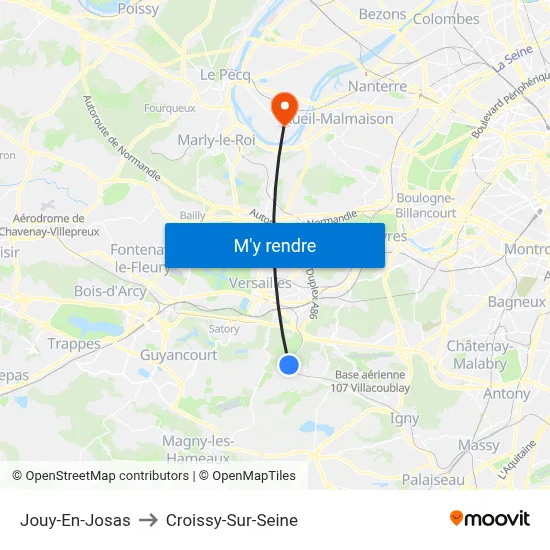 Jouy-En-Josas to Croissy-Sur-Seine map