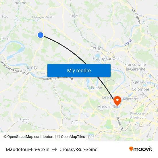 Maudetour-En-Vexin to Croissy-Sur-Seine map