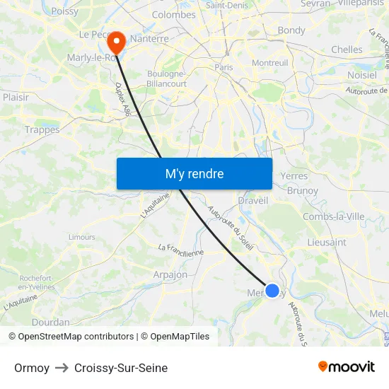 Ormoy to Croissy-Sur-Seine map