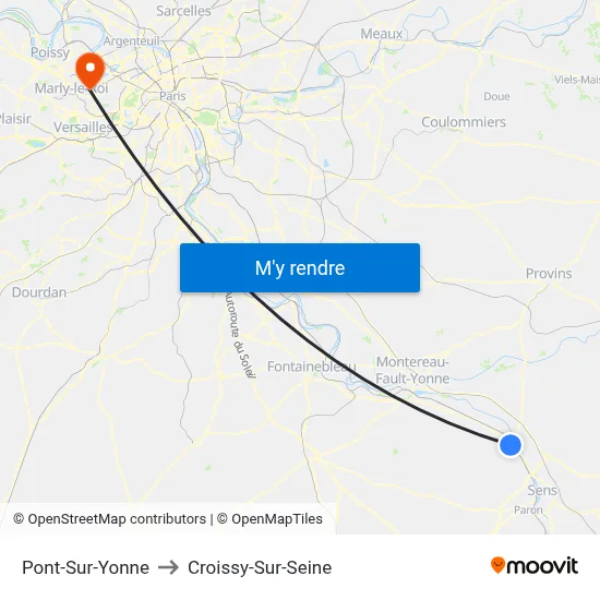 Pont-Sur-Yonne to Croissy-Sur-Seine map
