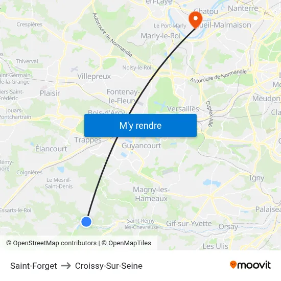 Saint-Forget to Croissy-Sur-Seine map