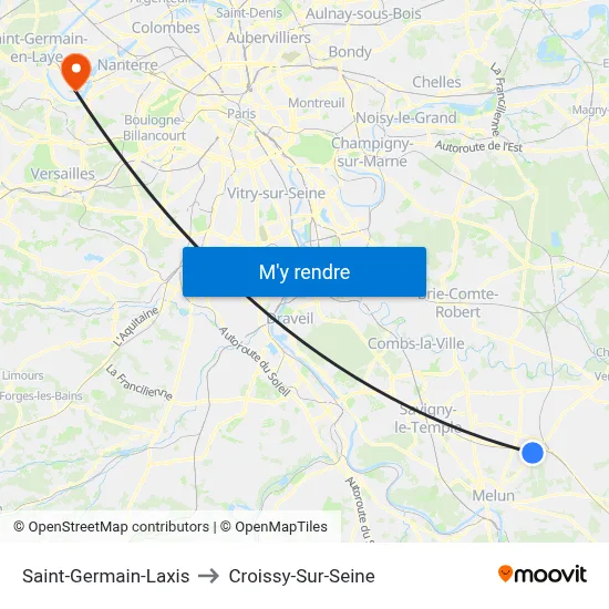 Saint-Germain-Laxis to Croissy-Sur-Seine map