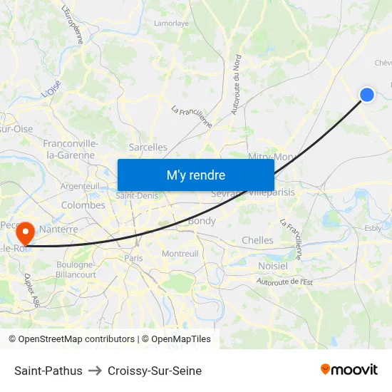 Saint-Pathus to Croissy-Sur-Seine map