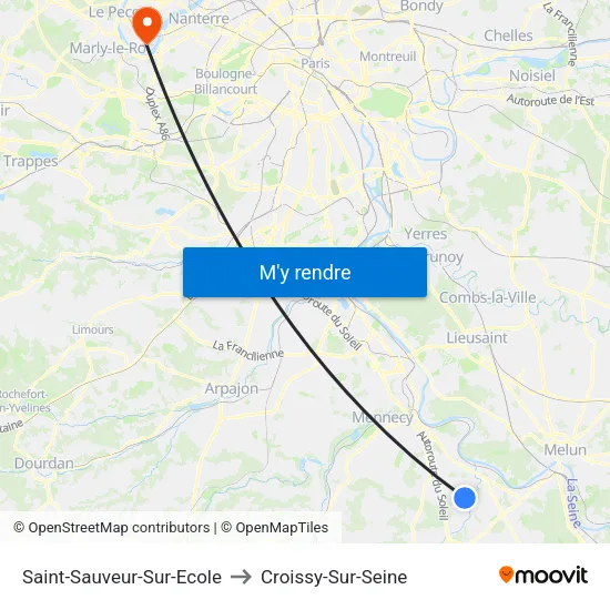 Saint-Sauveur-Sur-Ecole to Croissy-Sur-Seine map