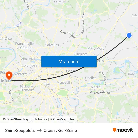 Saint-Soupplets to Croissy-Sur-Seine map