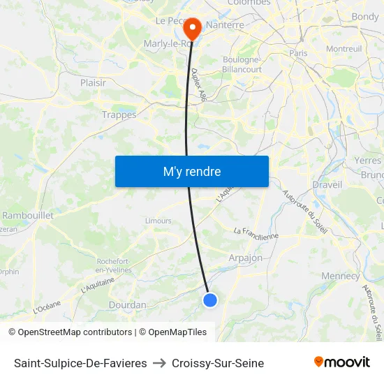 Saint-Sulpice-De-Favieres to Croissy-Sur-Seine map