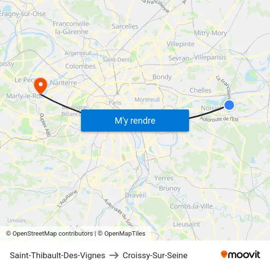 Saint-Thibault-Des-Vignes to Croissy-Sur-Seine map