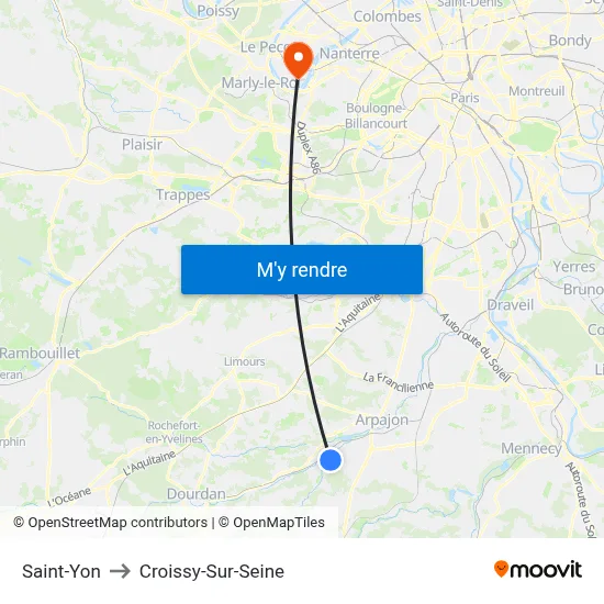 Saint-Yon to Croissy-Sur-Seine map