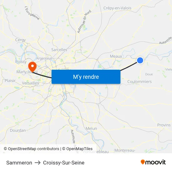 Sammeron to Croissy-Sur-Seine map