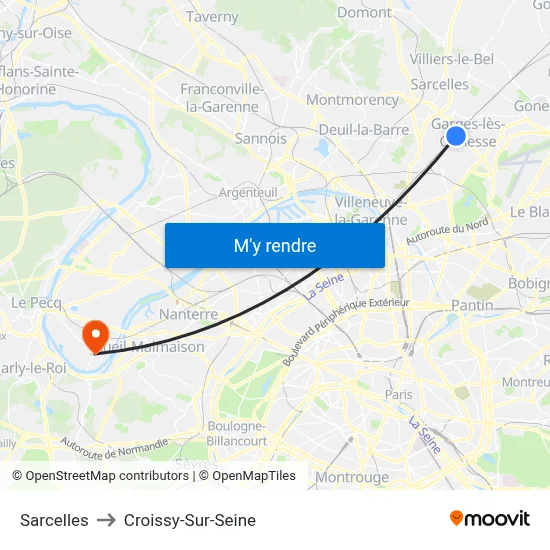 Sarcelles to Croissy-Sur-Seine map