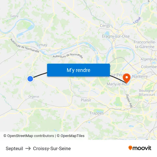 Septeuil to Croissy-Sur-Seine map