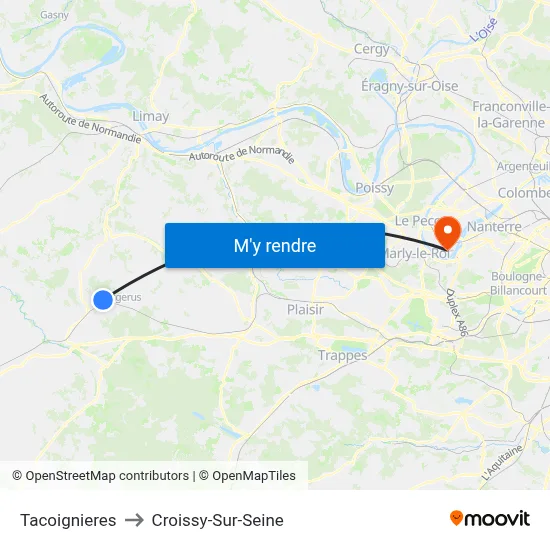 Tacoignieres to Croissy-Sur-Seine map