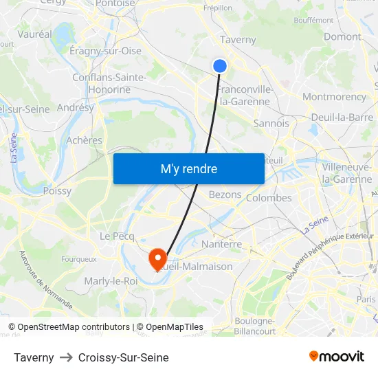Taverny to Croissy-Sur-Seine map