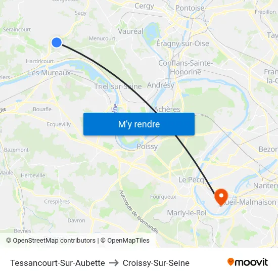 Tessancourt-Sur-Aubette to Croissy-Sur-Seine map