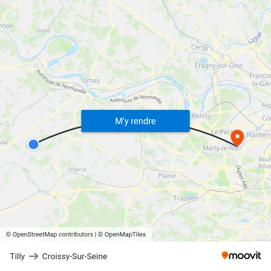Tilly to Croissy-Sur-Seine map
