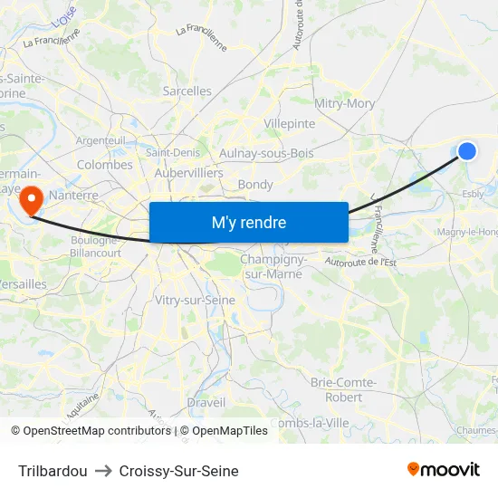 Trilbardou to Croissy-Sur-Seine map