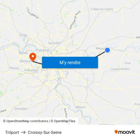 Trilport to Croissy-Sur-Seine map