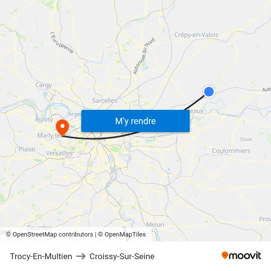 Trocy-En-Multien to Croissy-Sur-Seine map