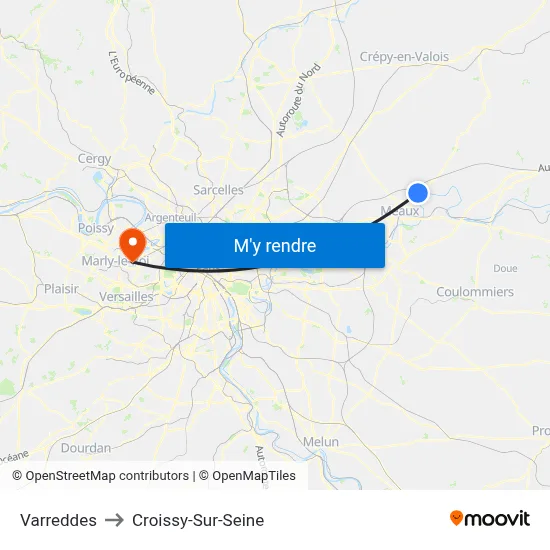 Varreddes to Croissy-Sur-Seine map
