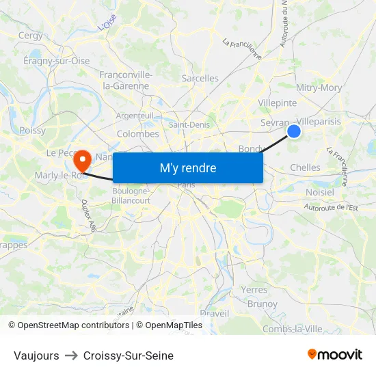 Vaujours to Croissy-Sur-Seine map