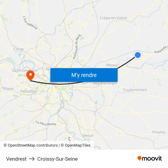 Vendrest to Croissy-Sur-Seine map