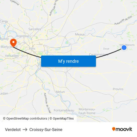 Verdelot to Croissy-Sur-Seine map