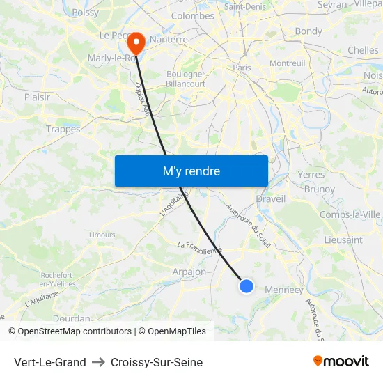 Vert-Le-Grand to Croissy-Sur-Seine map