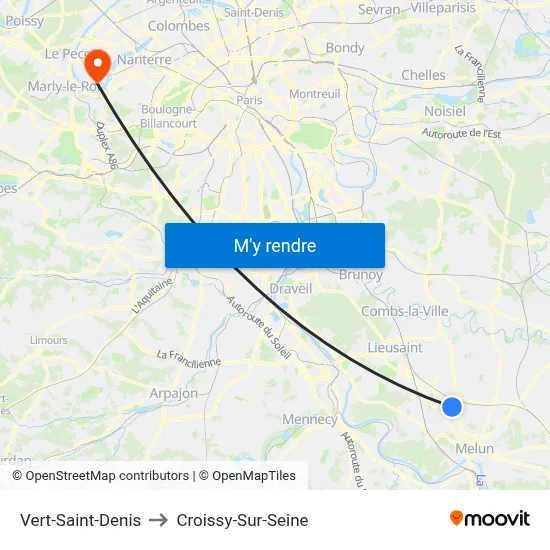 Vert-Saint-Denis to Croissy-Sur-Seine map