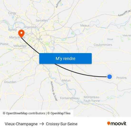 Vieux-Champagne to Croissy-Sur-Seine map
