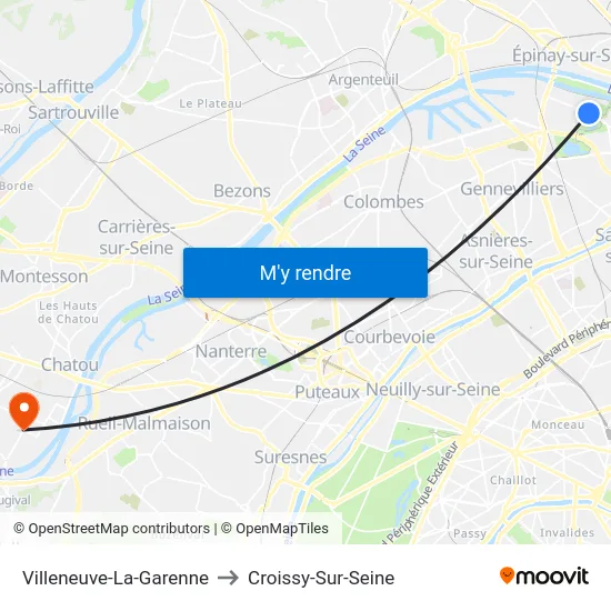 Villeneuve-La-Garenne to Croissy-Sur-Seine map
